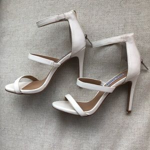 Steve Madden double strap white heel